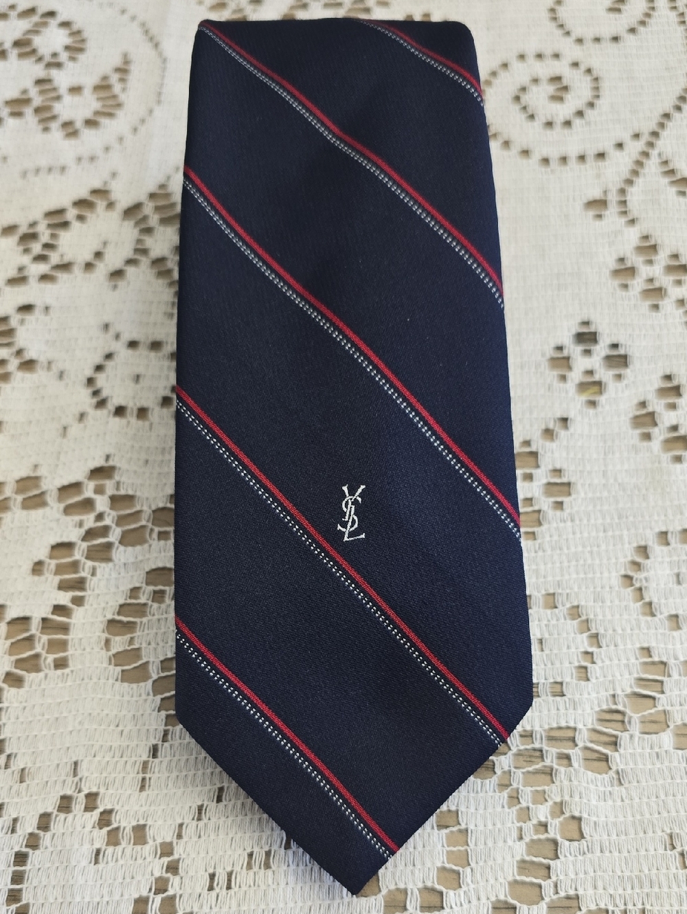 Vintage Yves Saint Laurent Tie With Diagonal Stripes